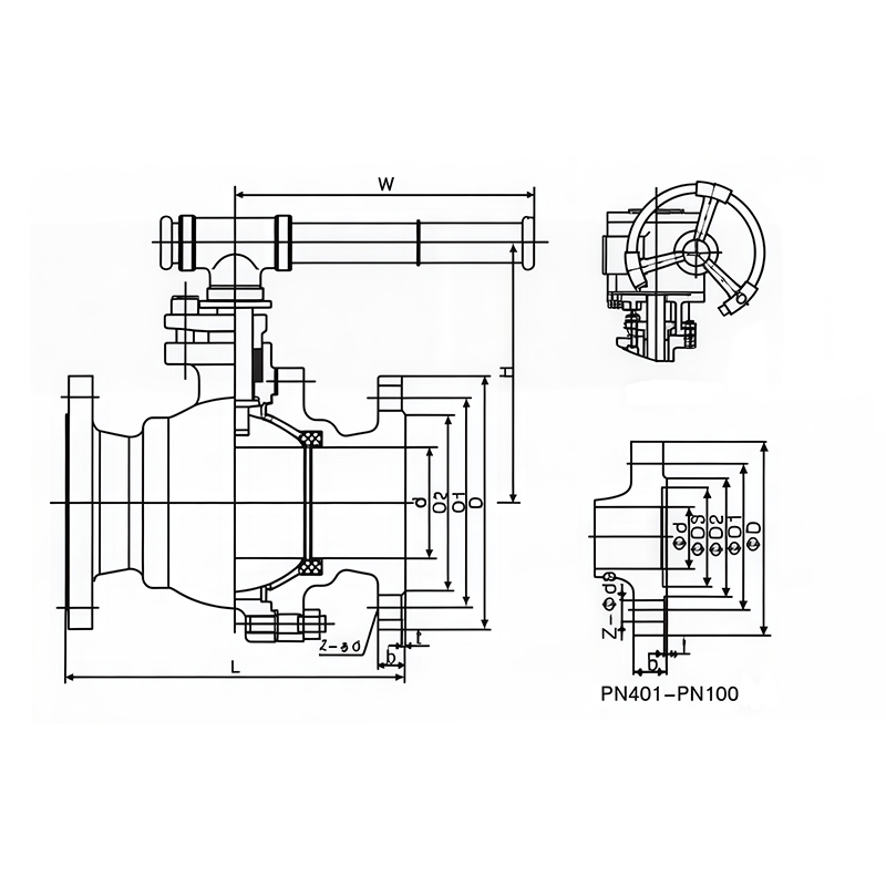 Soft/hard sealed floating ball valve connection dimensions